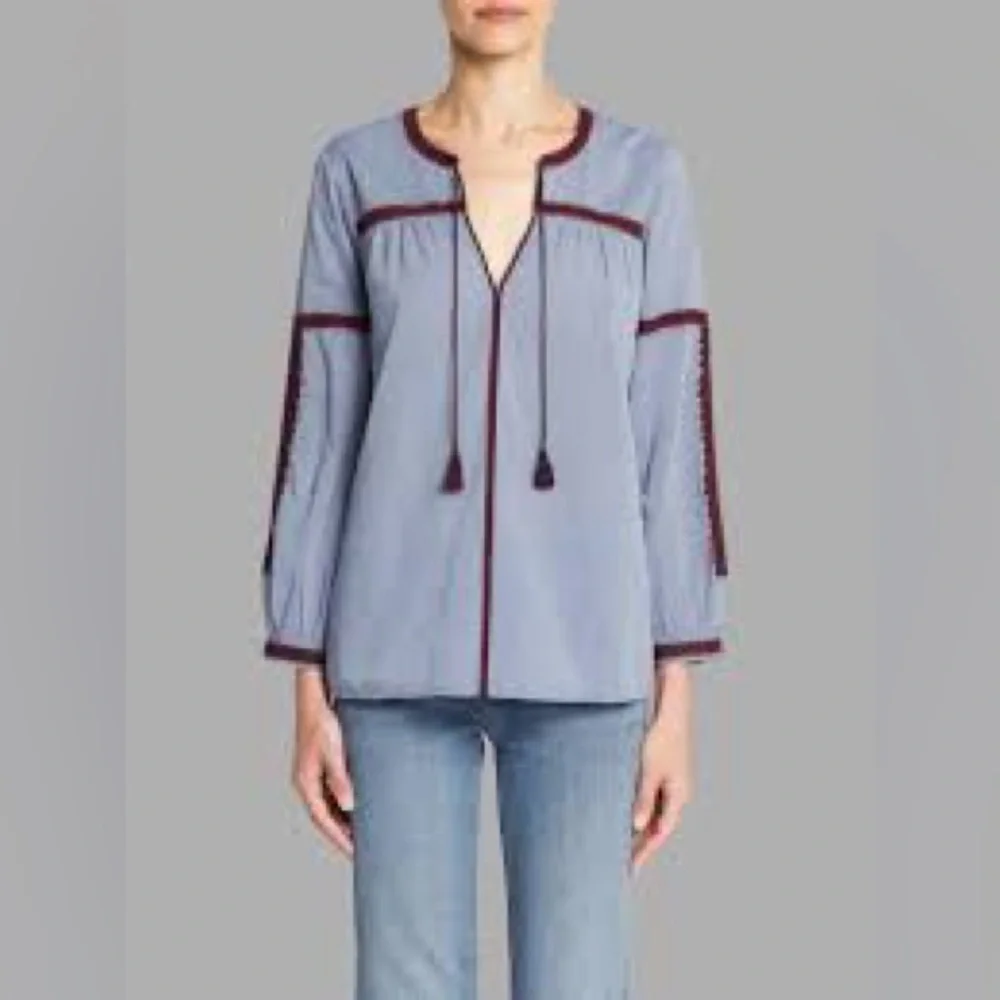 JOIE Marlen Blouse - Chambray/Black Current - Picture 1 of 7